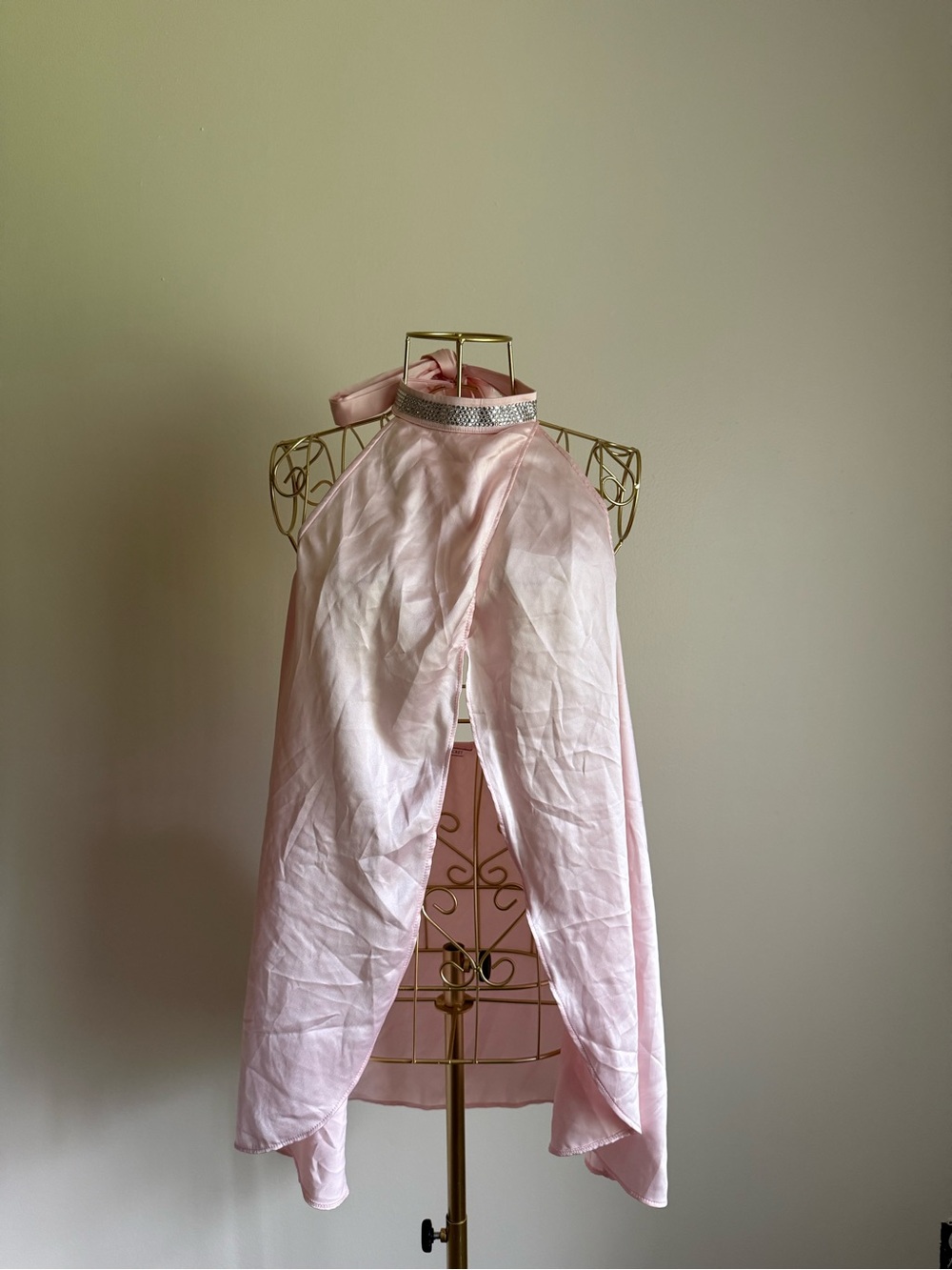 Victoria's Secret Light Pink satin Halter Cape Top
